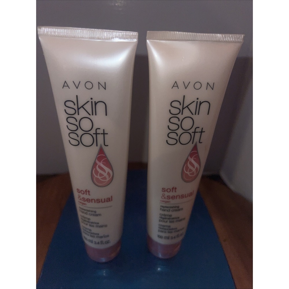 2 AVON Skin So Soft Replenishing‎ Hand Creams +Argan Soft & Sensual 3.4 Oz